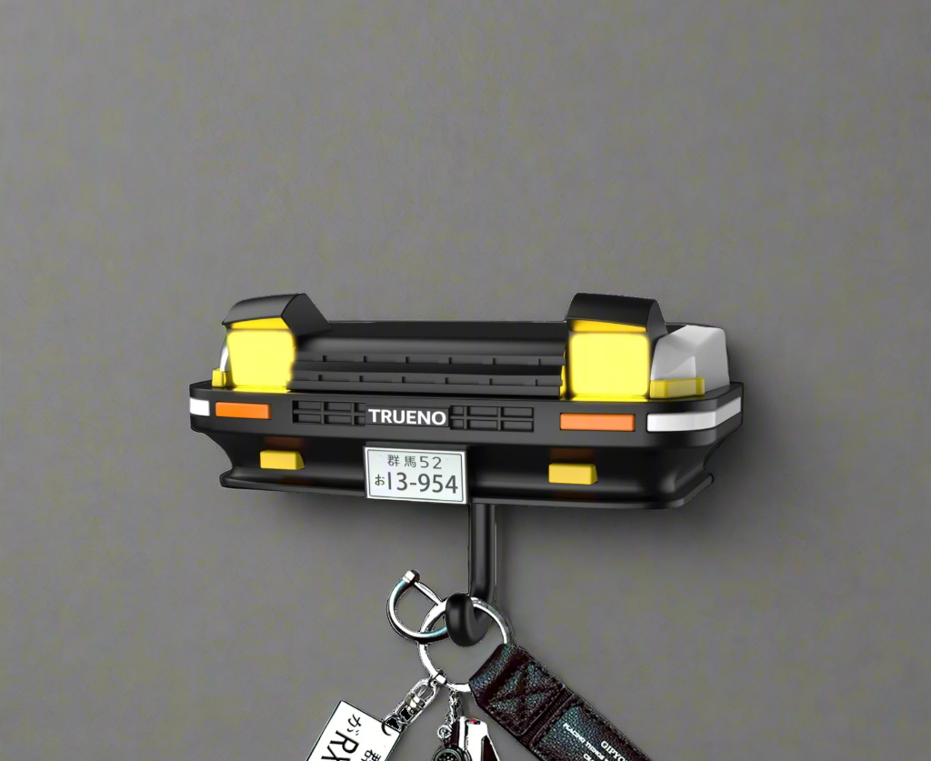 Black & White JDM Car Key Holder with Battery Pop-Up Lights