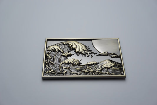 Wave & Mountain Ukiyo-e Style Metal Sticker